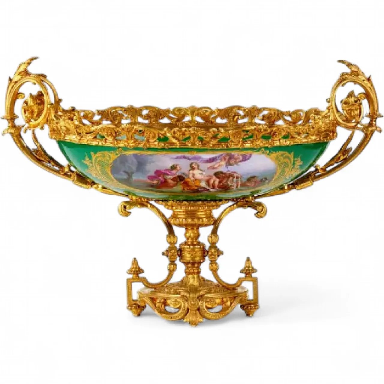 Vase in gilt bronze and painted porcelain, late 20th century 7