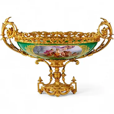 Vaso in bronzo dorato e porcellana dipinta, fine '800