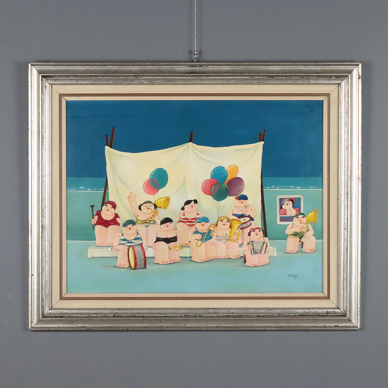 Painting by Guido Acquaviva, oil on canvas, 20th century 1