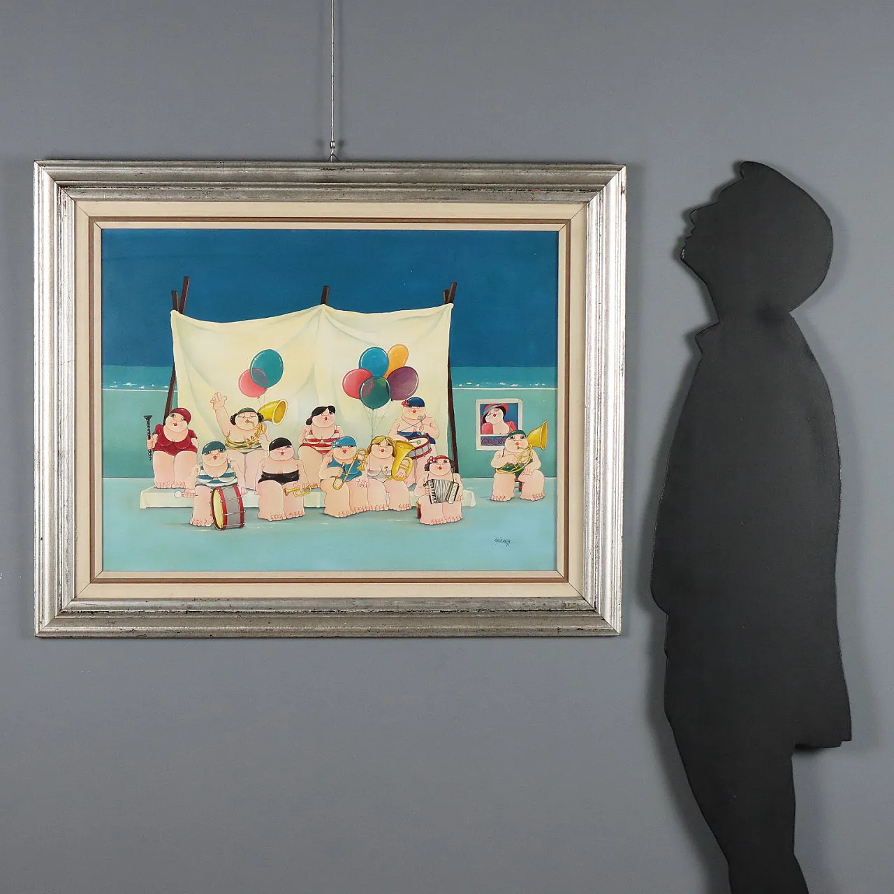 Painting by Guido Acquaviva, oil on canvas, 20th century 2