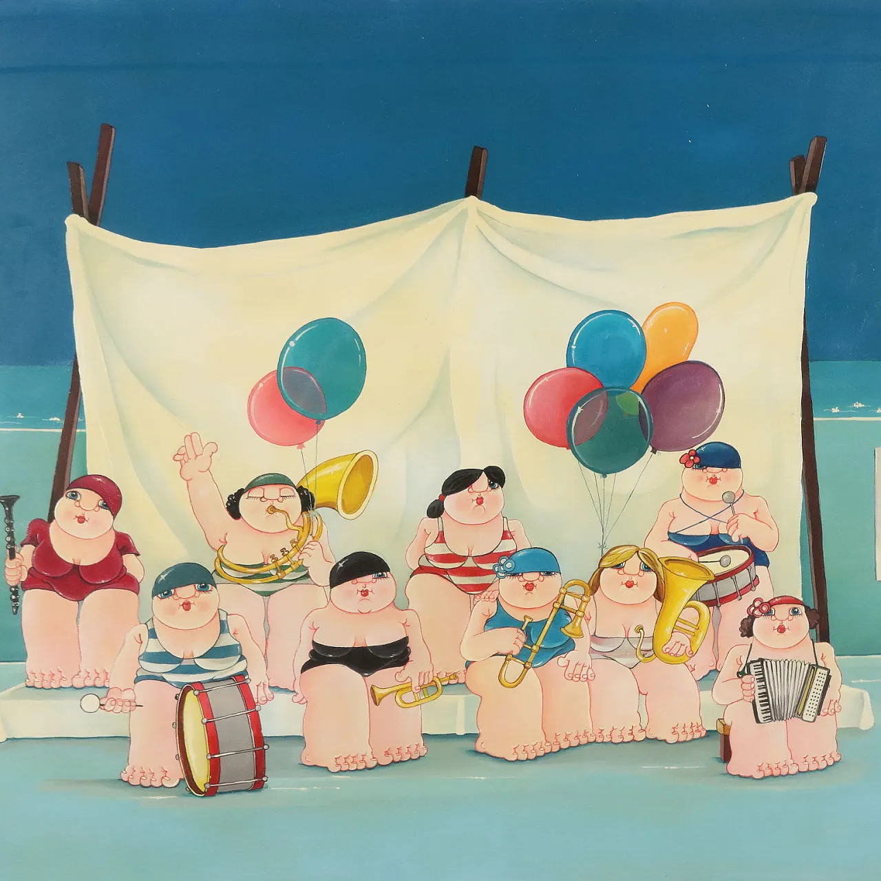 Painting by Guido Acquaviva, oil on canvas, 20th century 3
