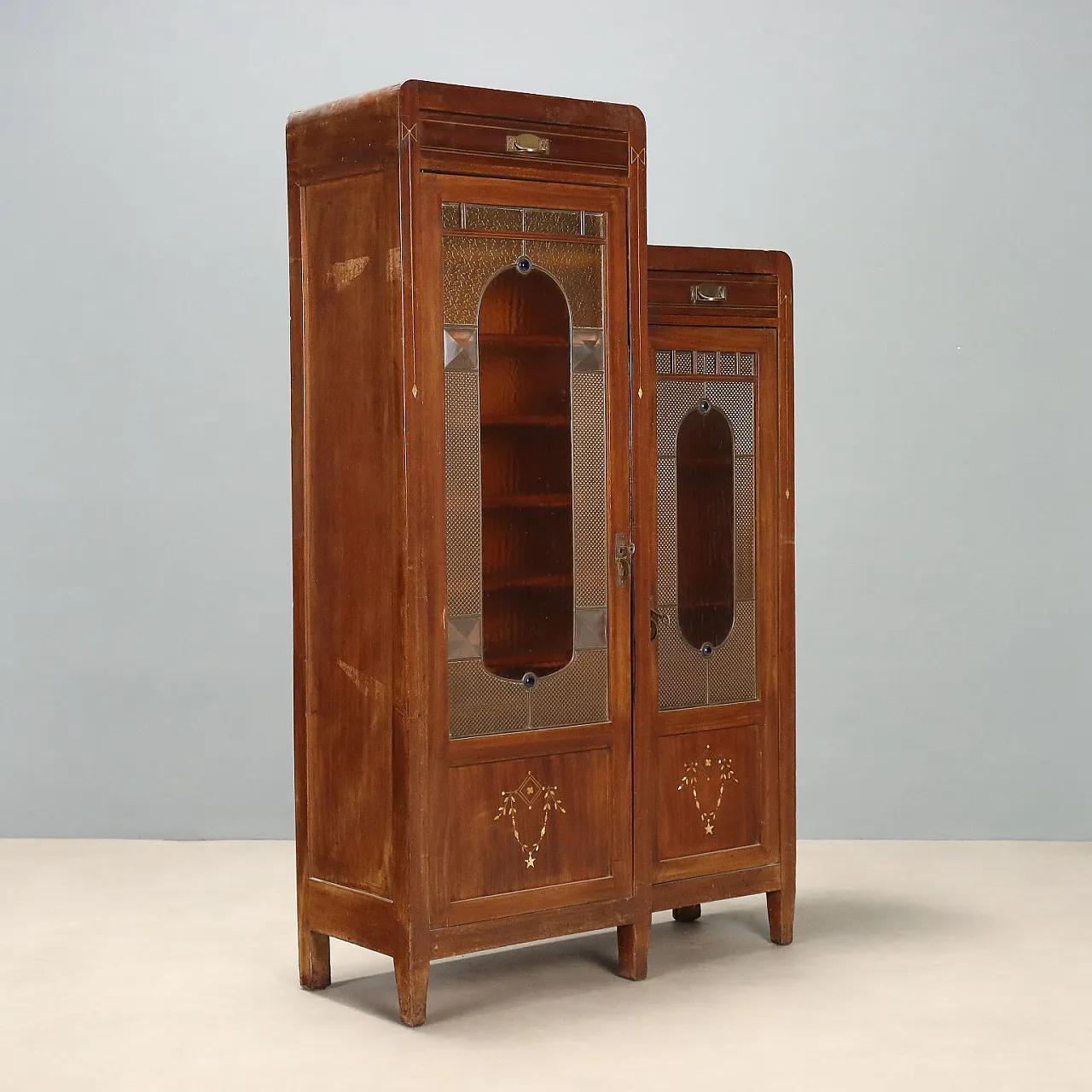 Mahogany office furniture with stained glass windows, 19th century 1