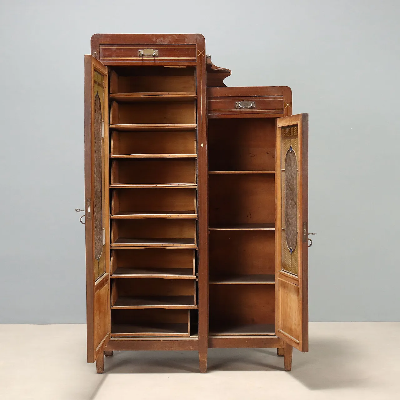 Mahogany office furniture with stained glass windows, 19th century 3