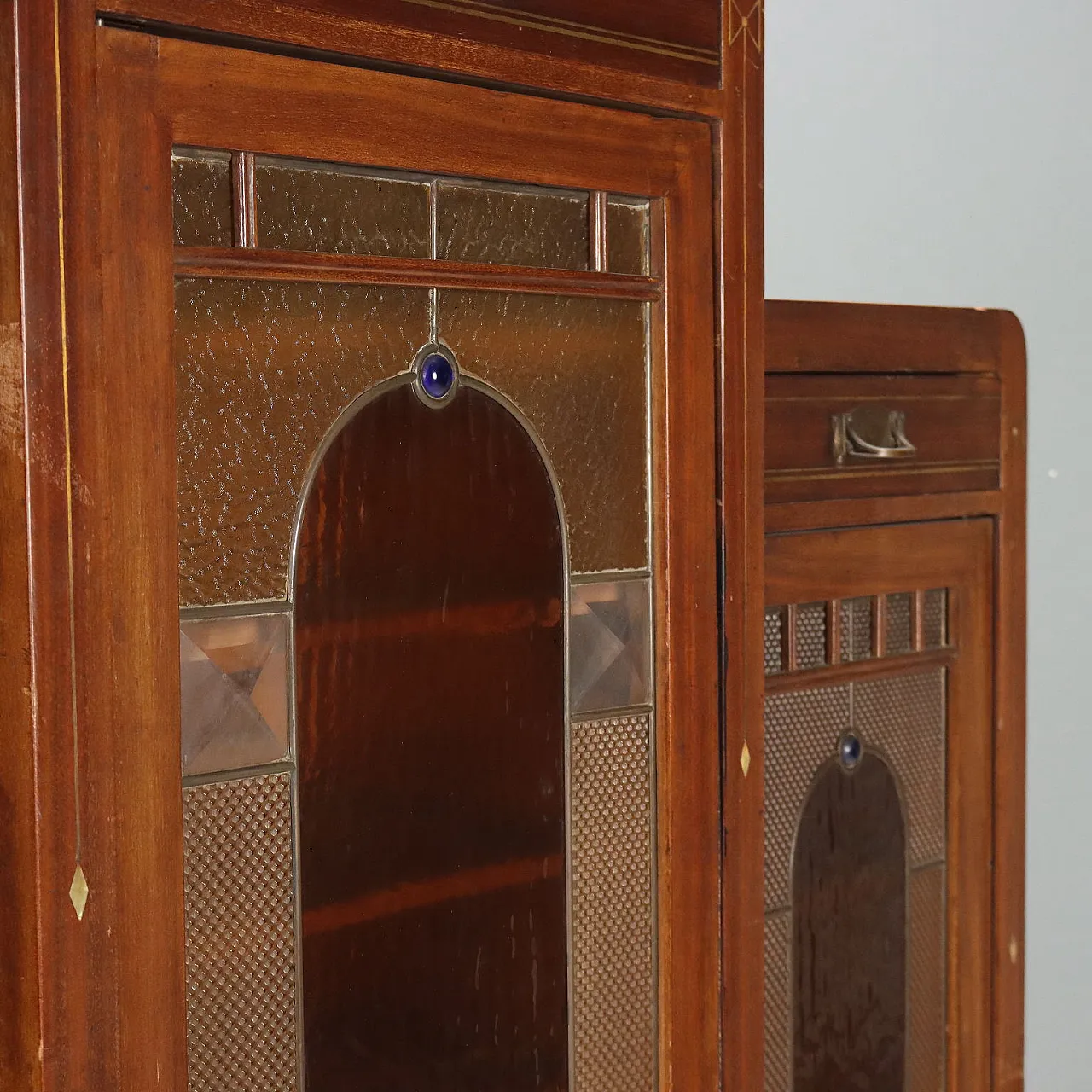 Mahogany office furniture with stained glass windows, 19th century 4