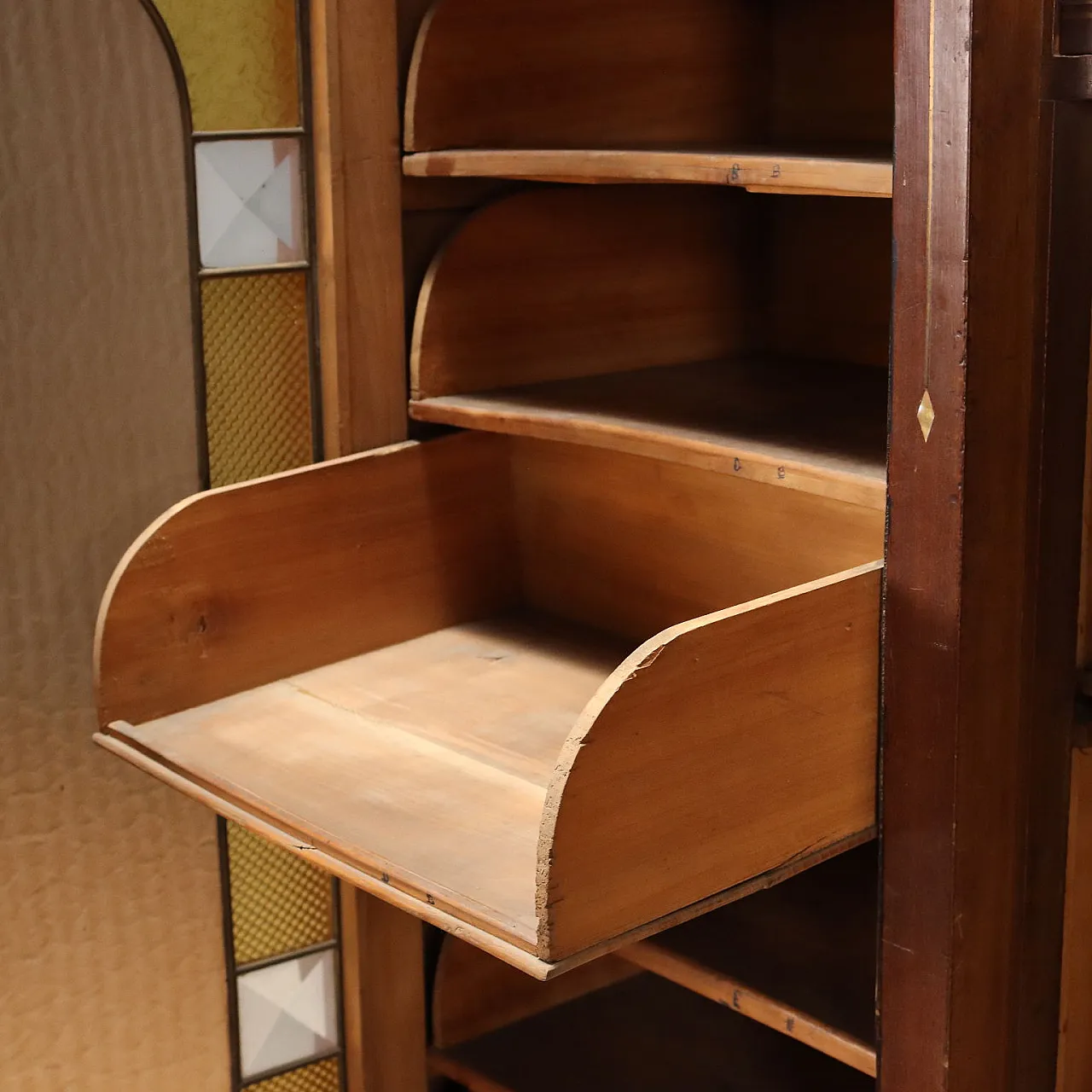 Mahogany office furniture with stained glass windows, 19th century 7