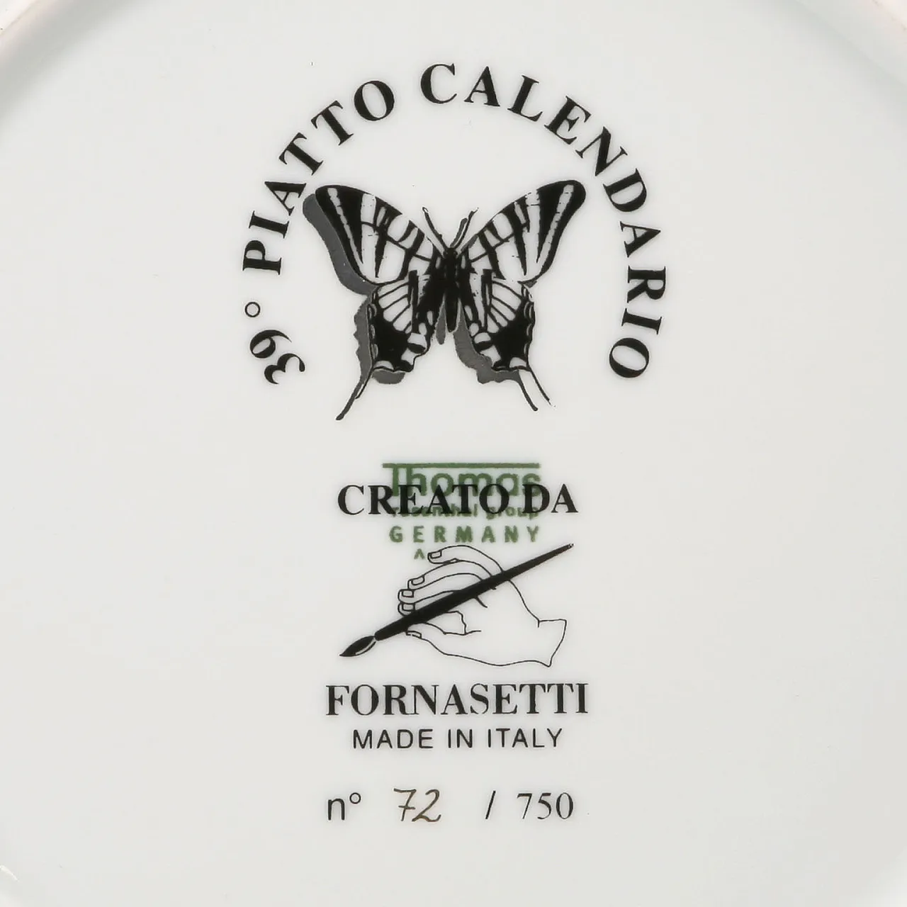 Piatto Piero Fornasetti, serie Calendario, anni 2000 8