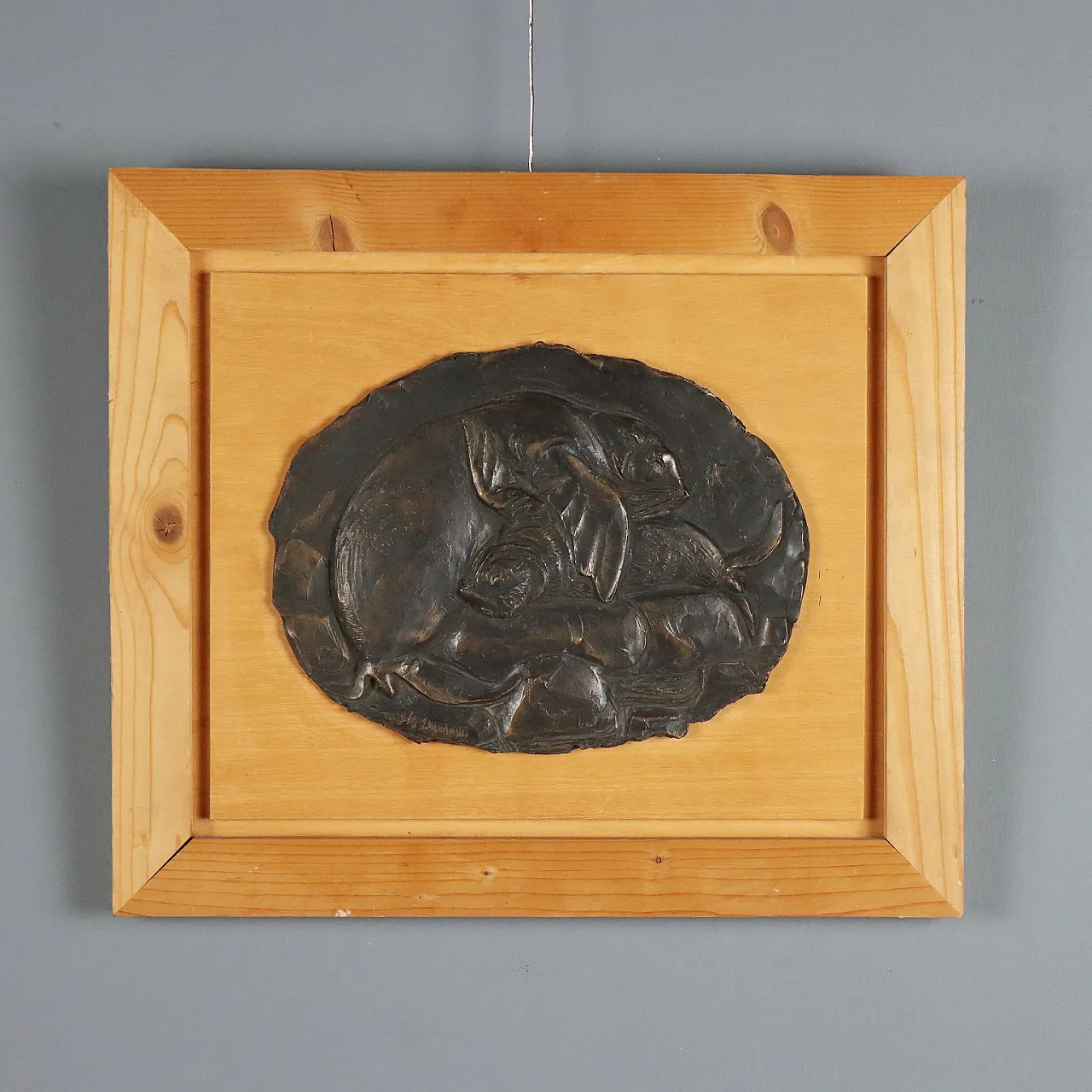 Bronze bas-relief by Enrico Manfrini, 20th century 1