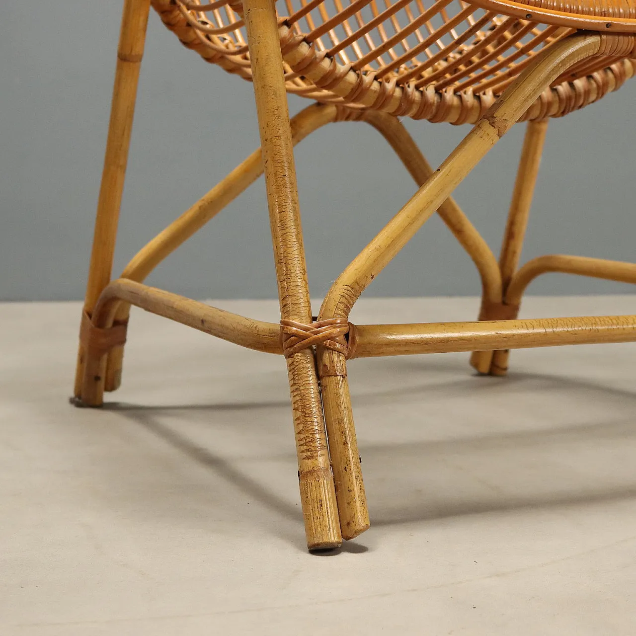 4 Rattan and bamboo armchairs, 1970s 6