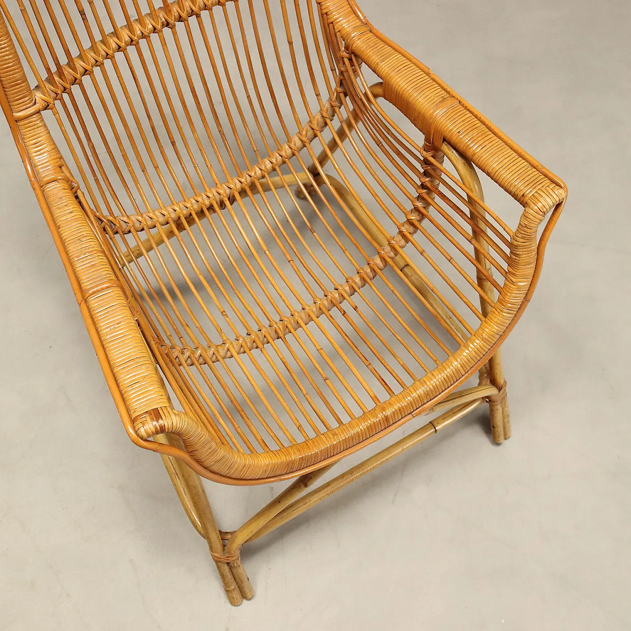 4 Rattan and bamboo armchairs, 1970s 7