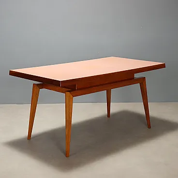 Oak table with colored top, 1960s