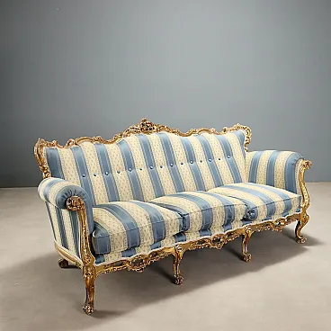 Baroque style sofa in golden wood, 20th century