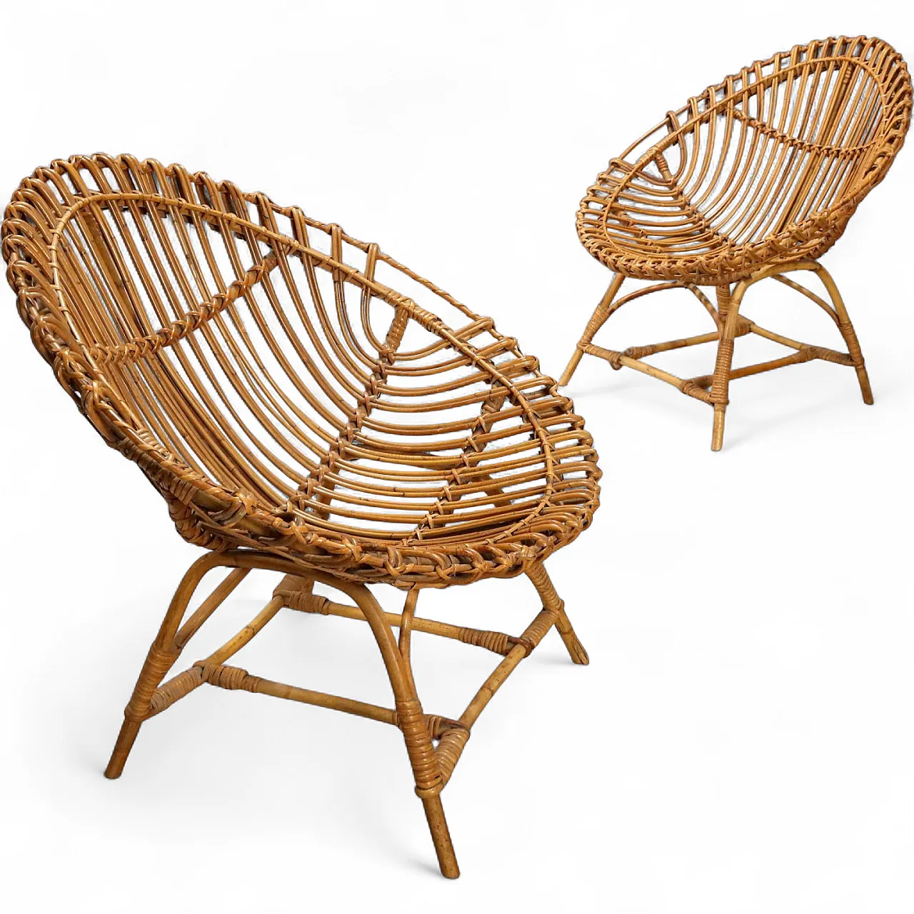 Pair of bamboo armchairs, 1960s 10