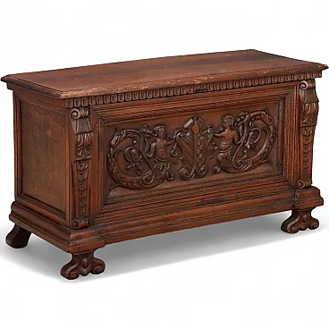 Walnut chest with Baroque carvings, 19th century