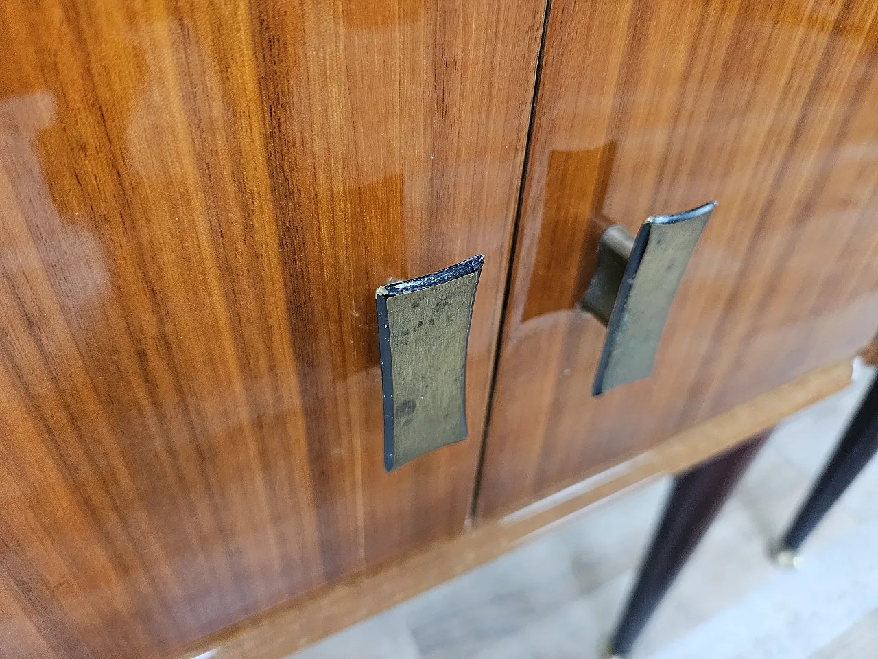 1960s walnut-clad bedside tables with glass tops 14