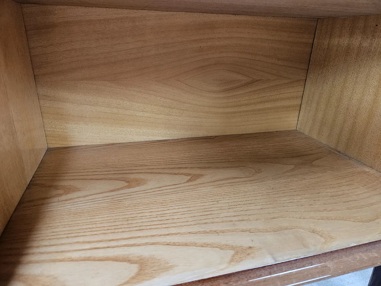 1960s walnut-clad bedside tables with glass tops 16