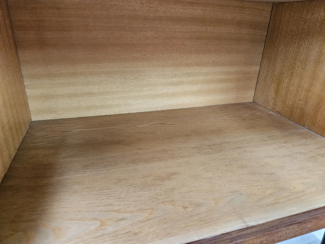1960s walnut-clad bedside tables with glass tops 17