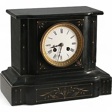 Black marble table clock, 20th century