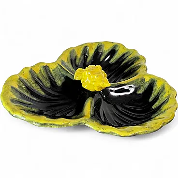 Vallauris ceramic catchall three compartments, 1970s