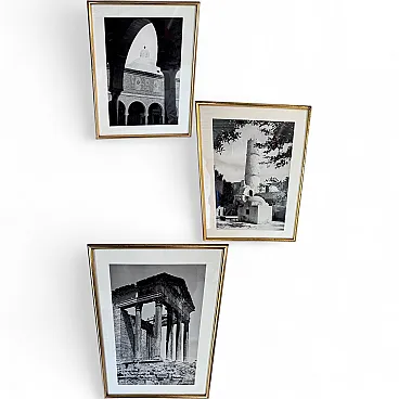 3 Framed photographs, Monuments Gold Frames, 1950s