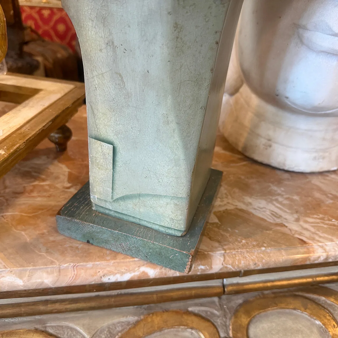 Busto di donna Art Nouveau con occhi in cartapesta e vetro, primo '900 11