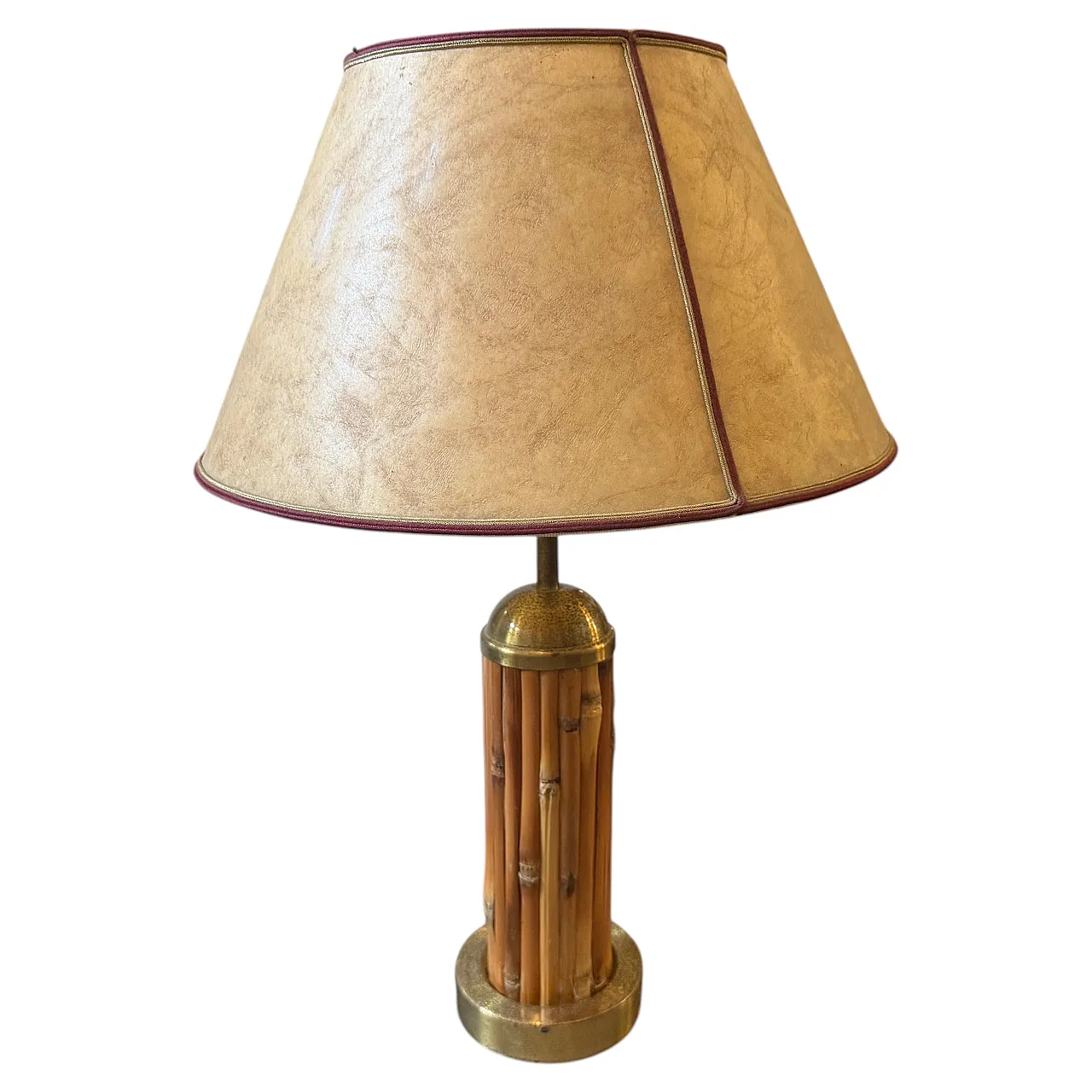 Mid-Century Modern gilt metal and bamboo table lamp, 1970 1