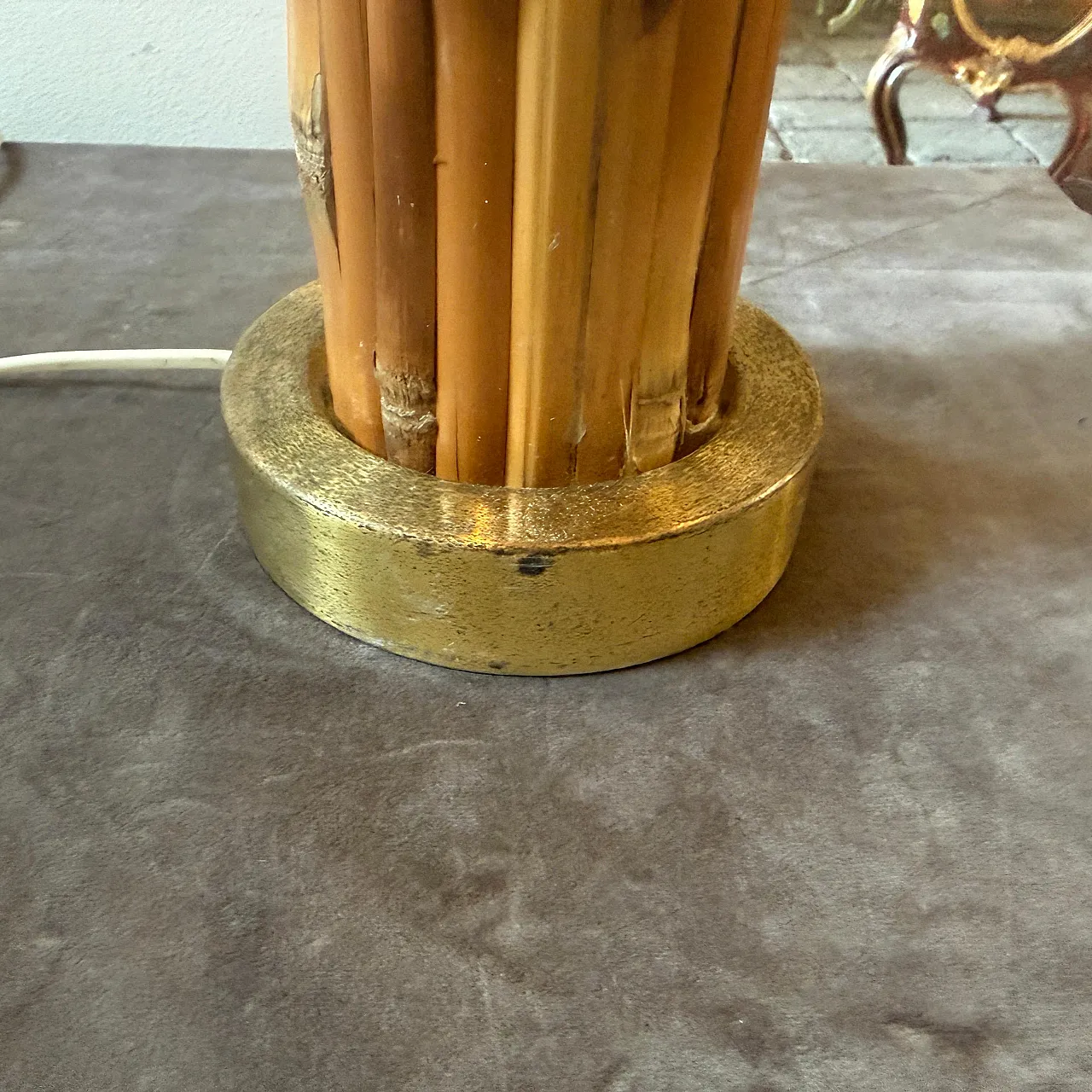 Mid-Century Modern gilt metal and bamboo table lamp, 1970 6