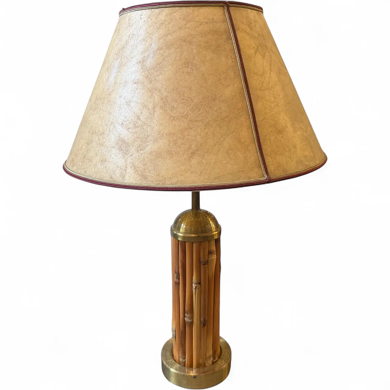 Mid-Century Modern gilt metal and bamboo table lamp, 1970 14