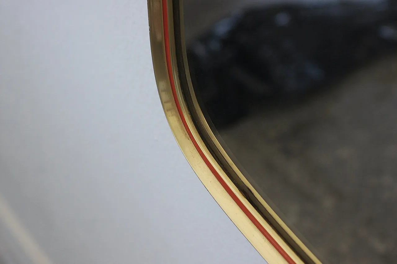 Specchio Mid-Century dorato e rosso, anni '60 4
