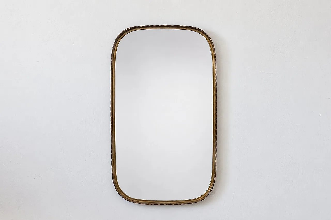 Specchio da parete in ottone, anni '50 1
