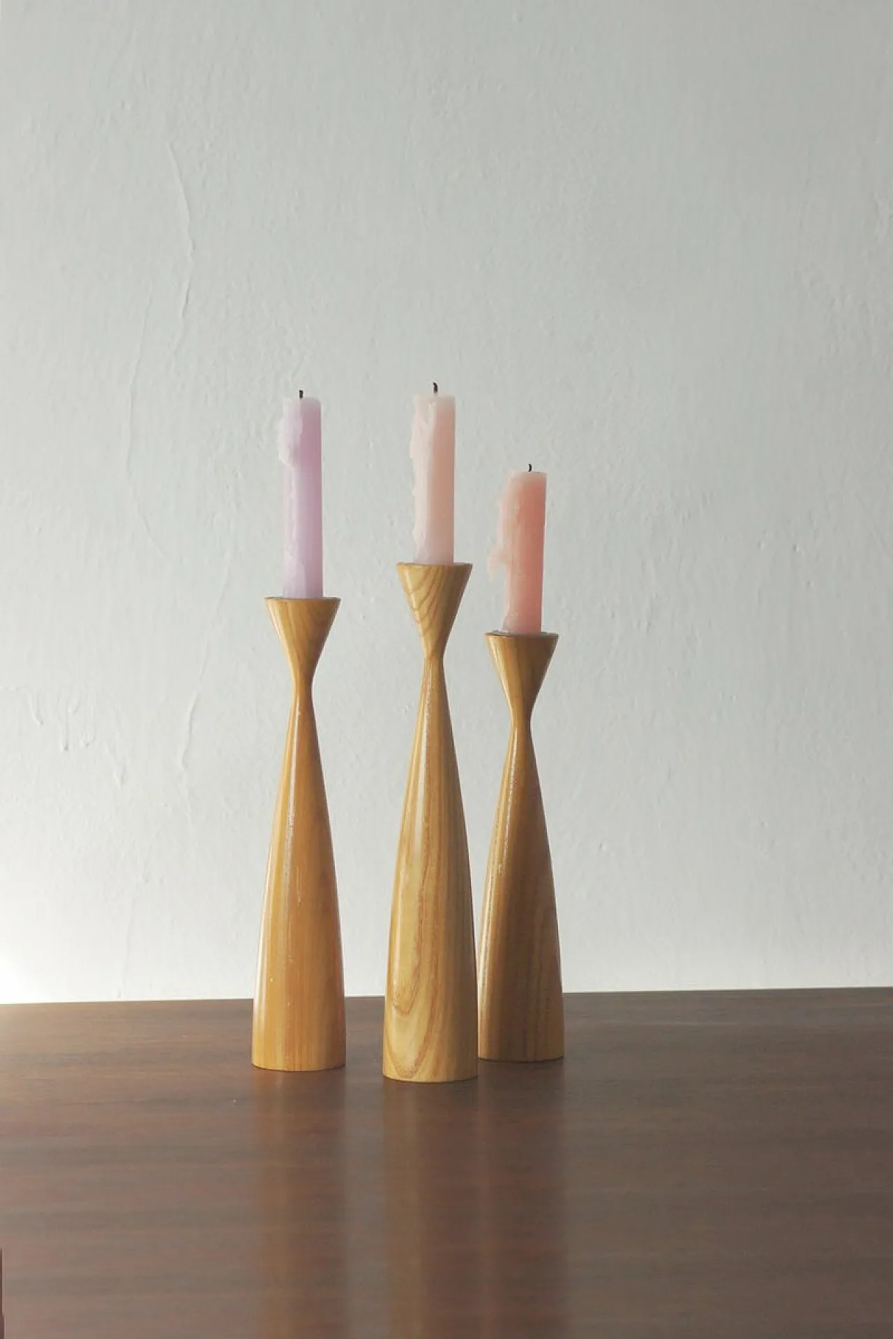 3 Scandinavian wooden candleholders, 20th century 2