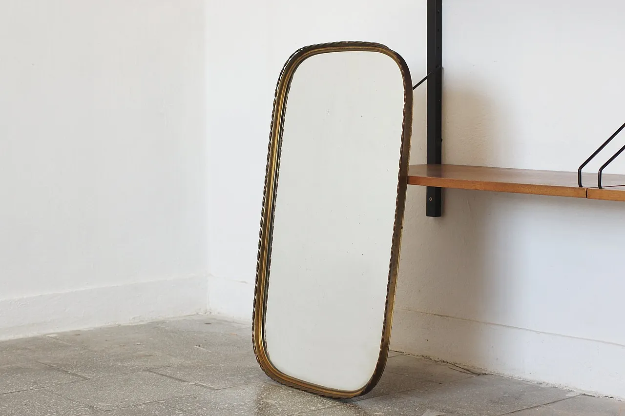 Specchio da parete in ottone, anni '50 3