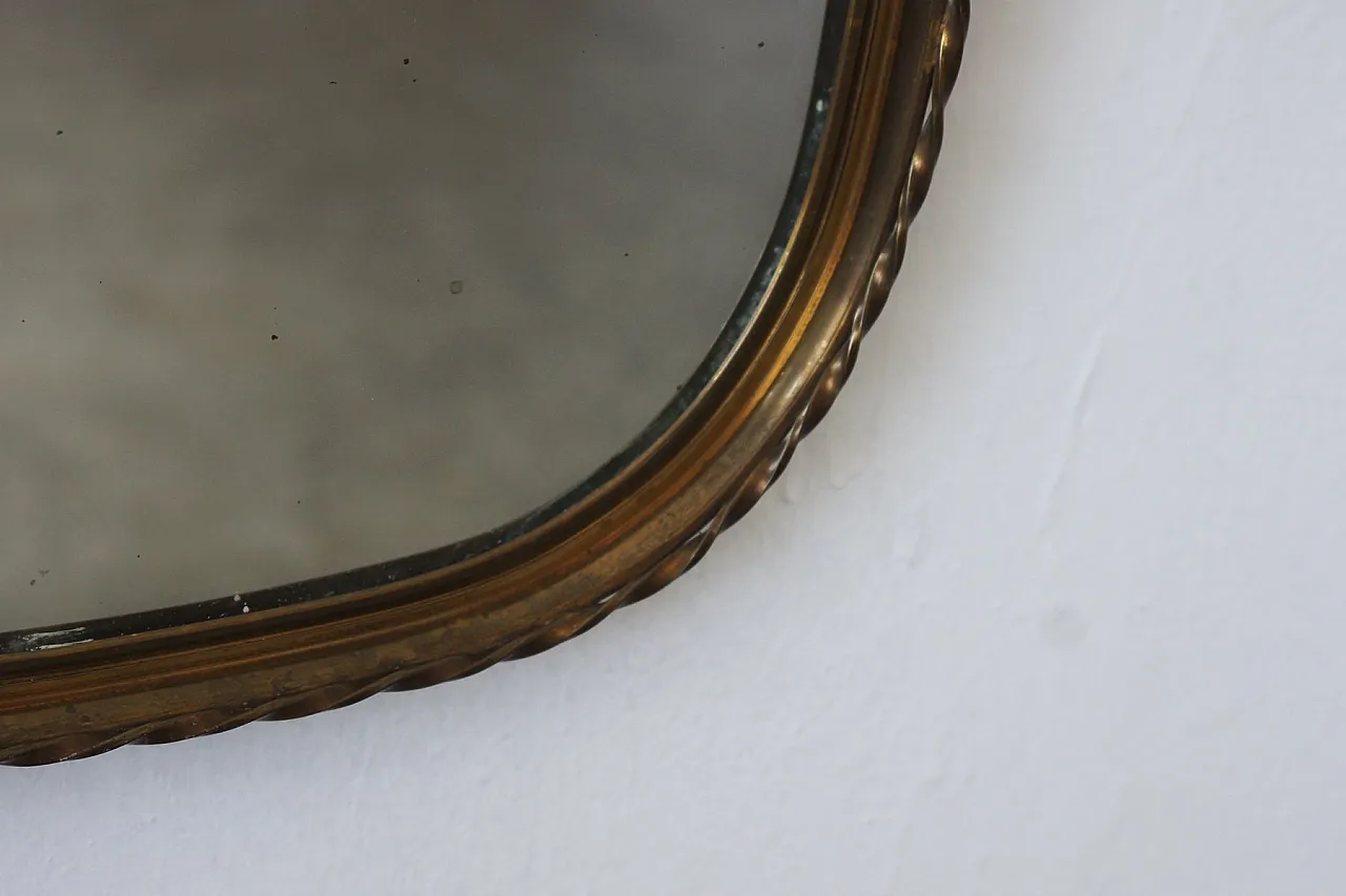 Specchio da parete in ottone, anni '50 6