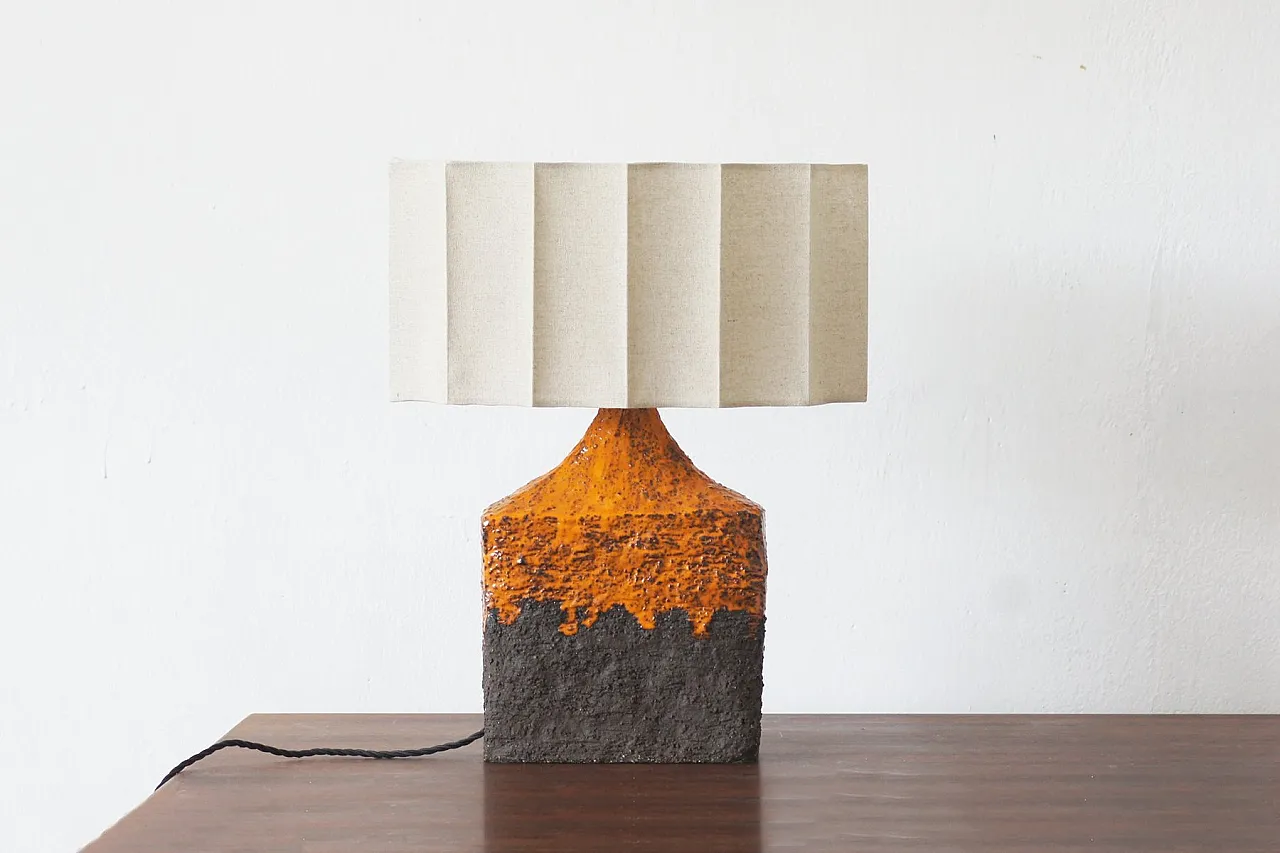 Brutalist ceramic lamp, 1970s 1