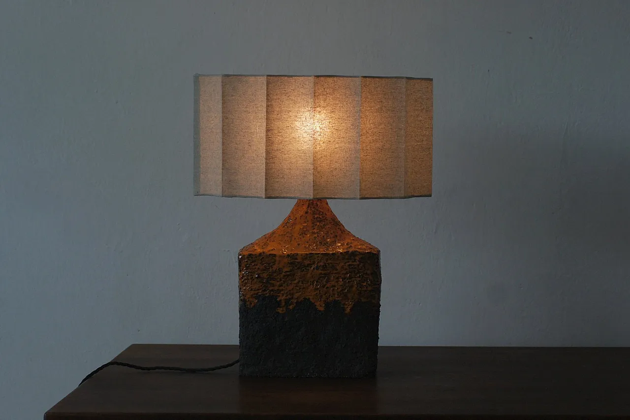 Brutalist ceramic lamp, 1970s 3