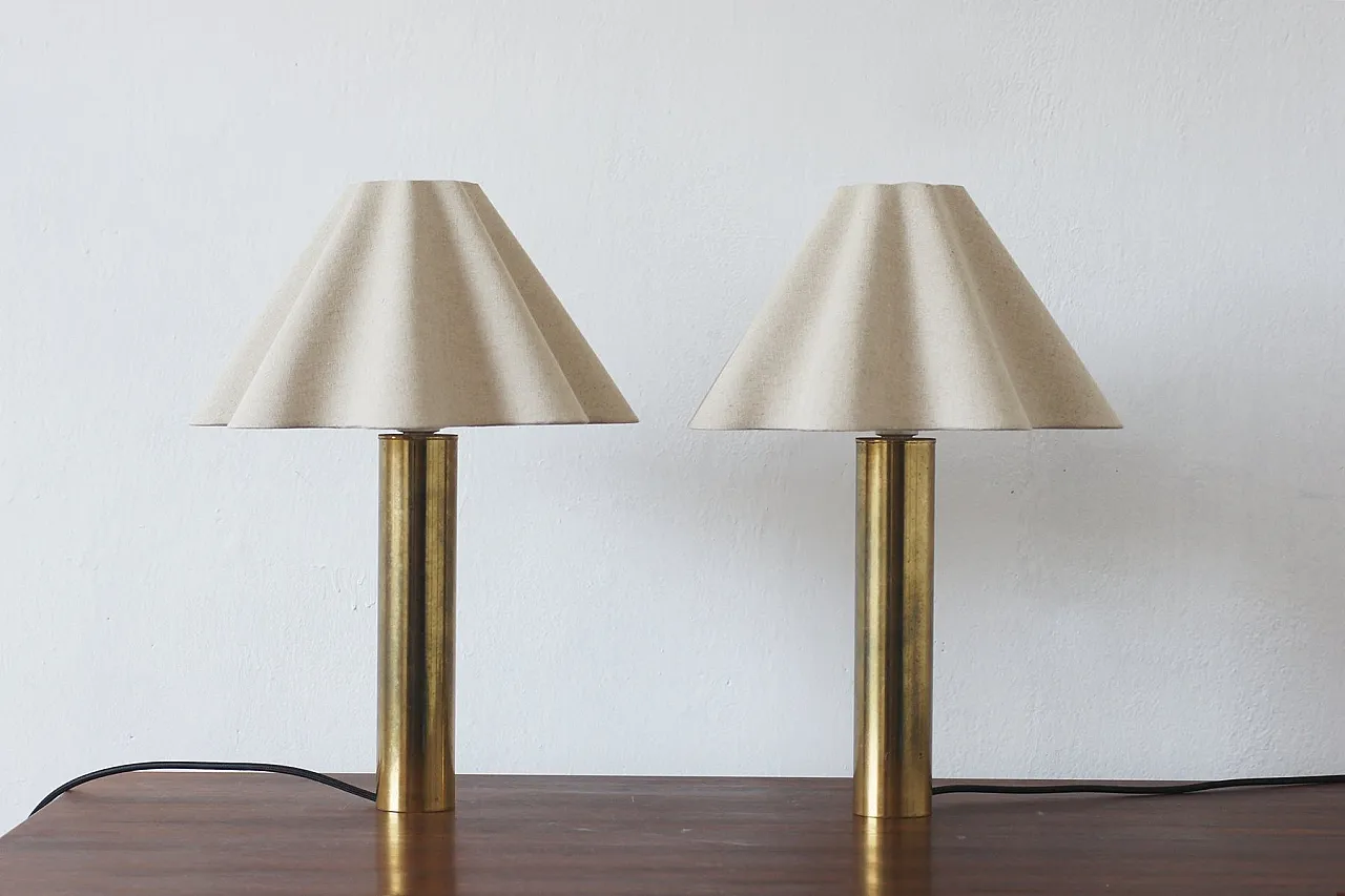 Pair of Scandinavian brass table lamp, 1960s 1
