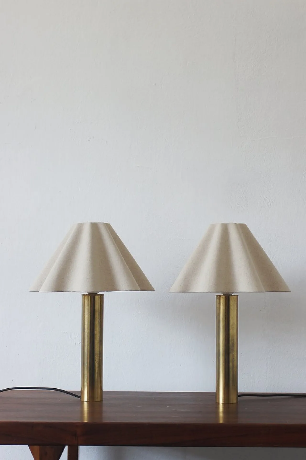 Pair of Scandinavian brass table lamp, 1960s 2