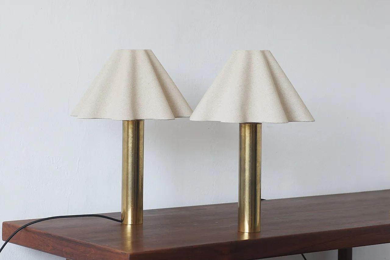 Pair of Scandinavian brass table lamp, 1960s 5