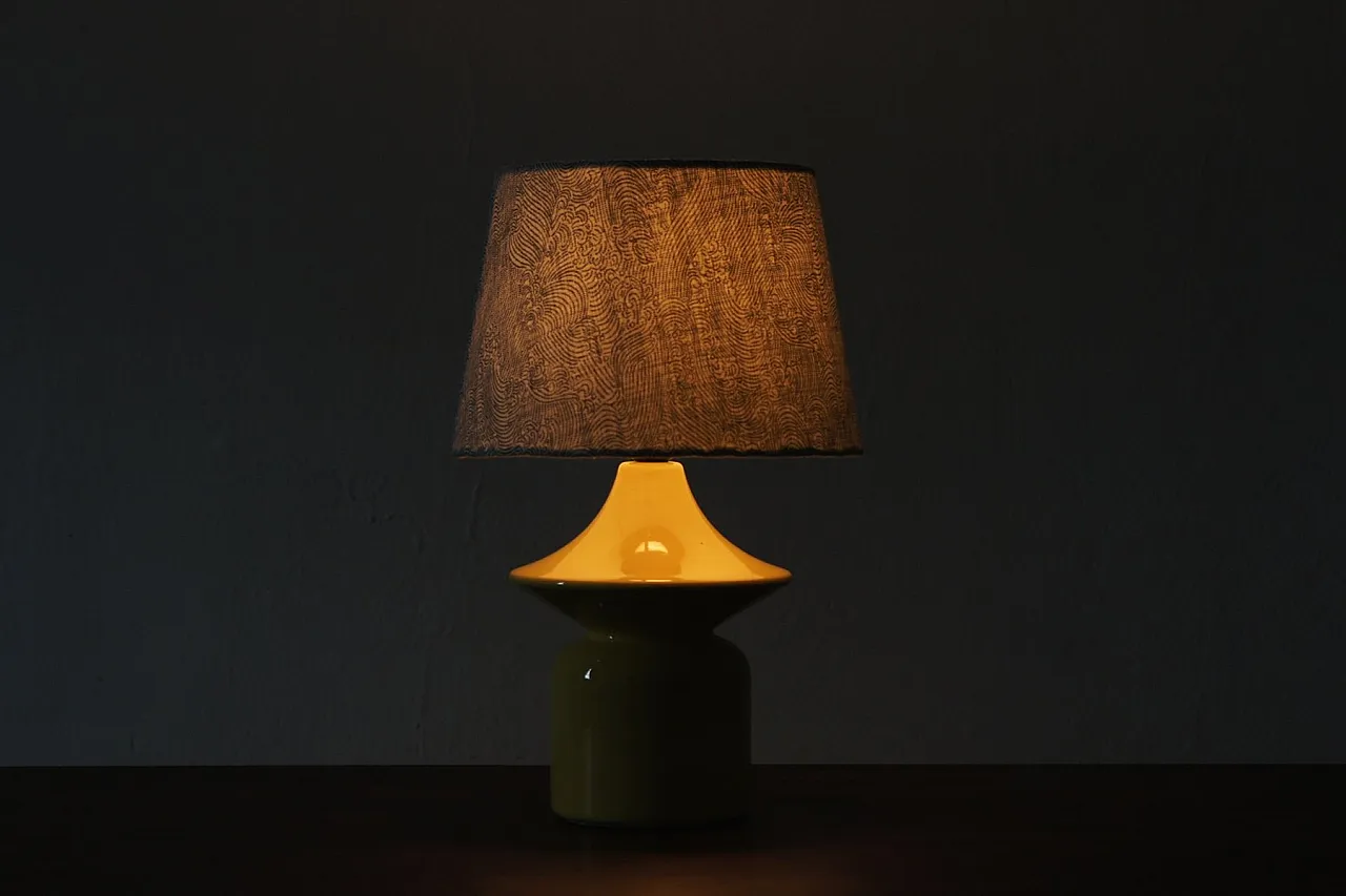 Yellow ceramic table lamp by Hasle Keramik, 1970s 5