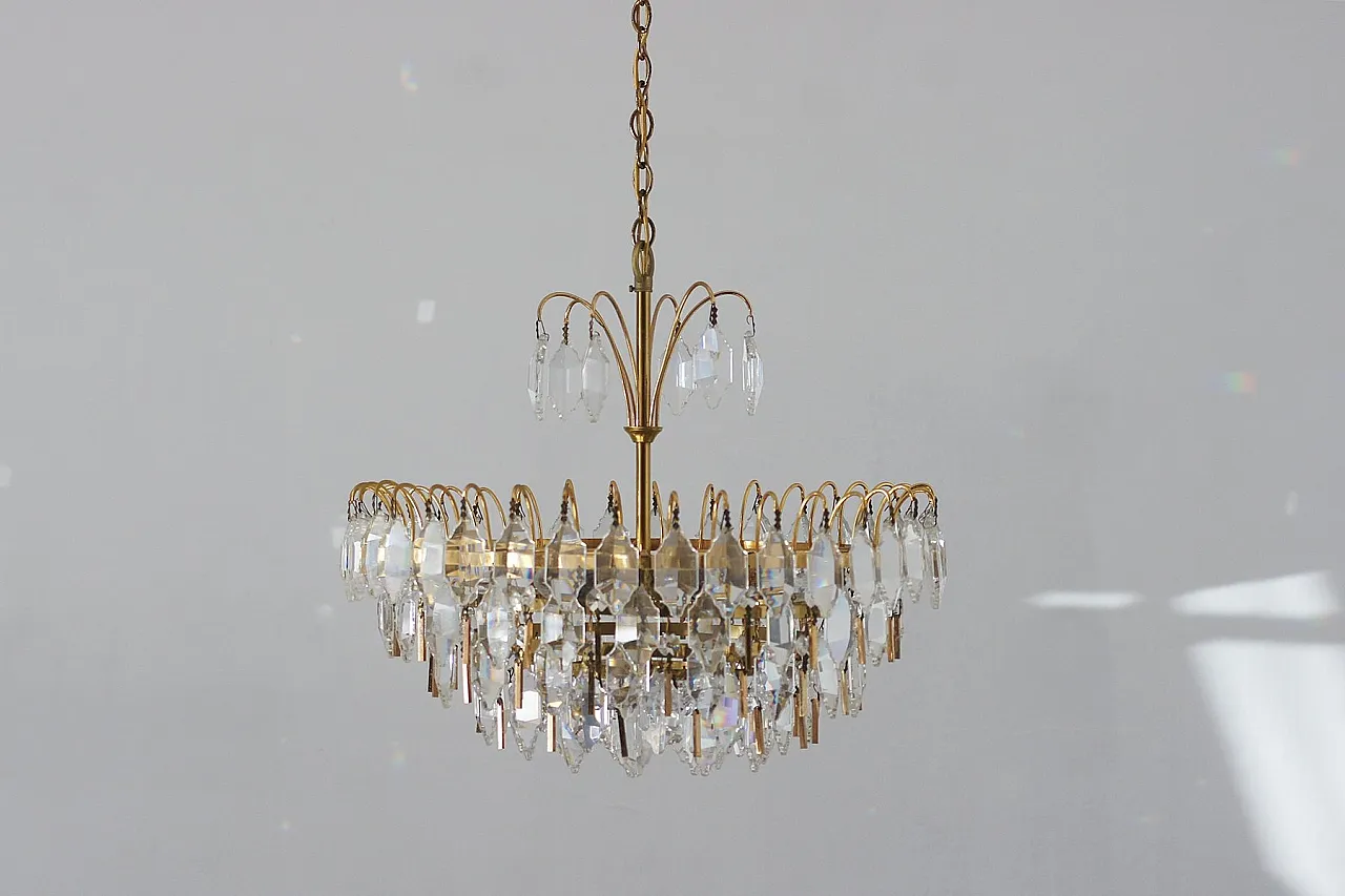 Crystal glass ceiling lamp from Palwa, 1960s 1