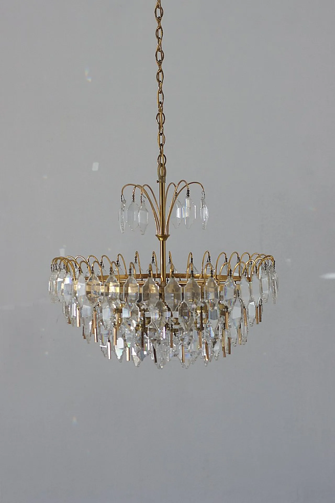 Crystal glass ceiling lamp from Palwa, 1960s 2