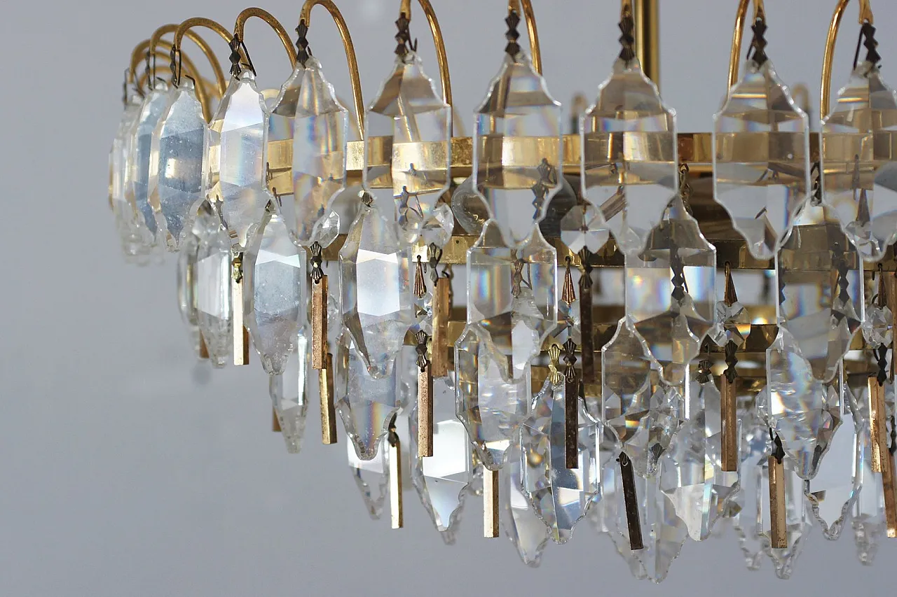 Crystal glass ceiling lamp from Palwa, 1960s 4