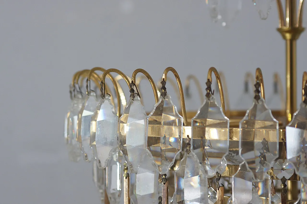 Crystal glass ceiling lamp from Palwa, 1960s 5