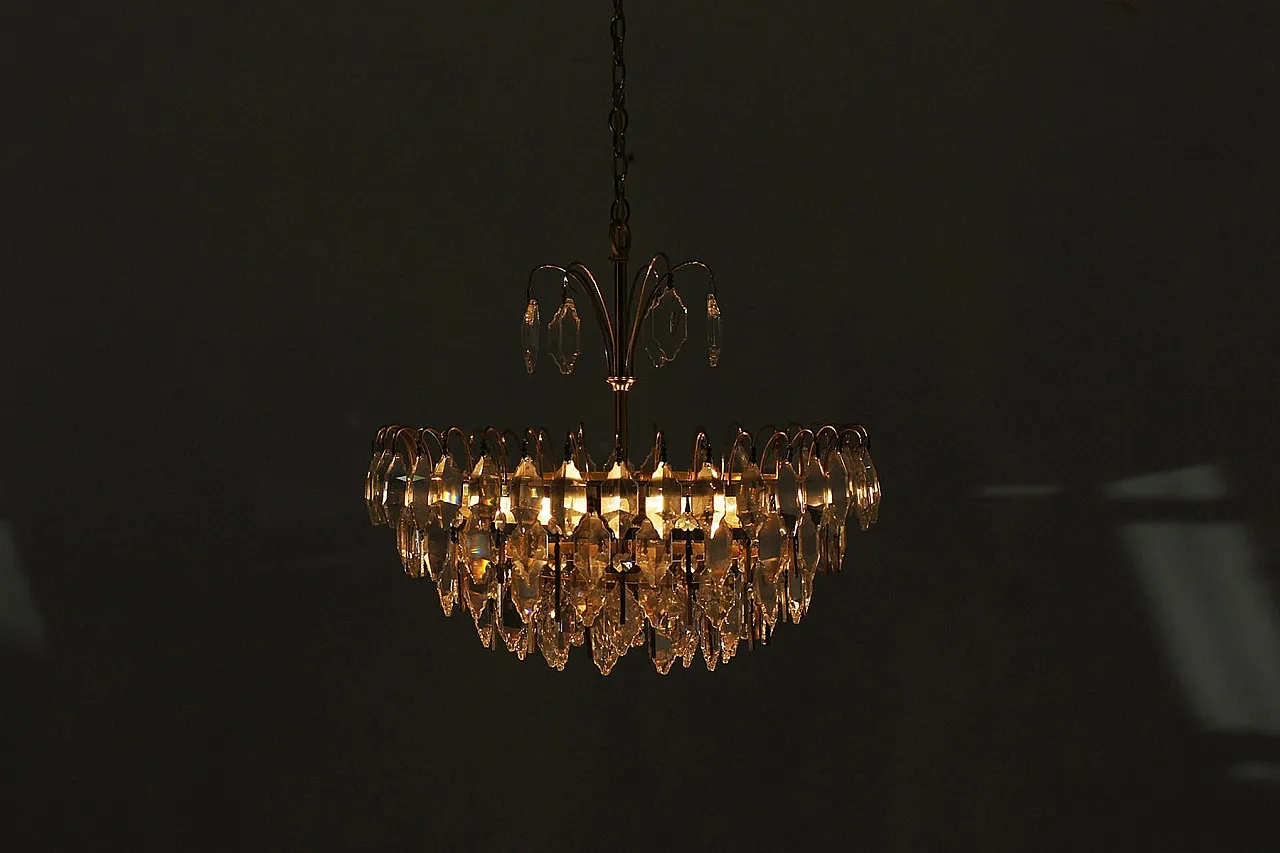Crystal glass ceiling lamp from Palwa, 1960s 6
