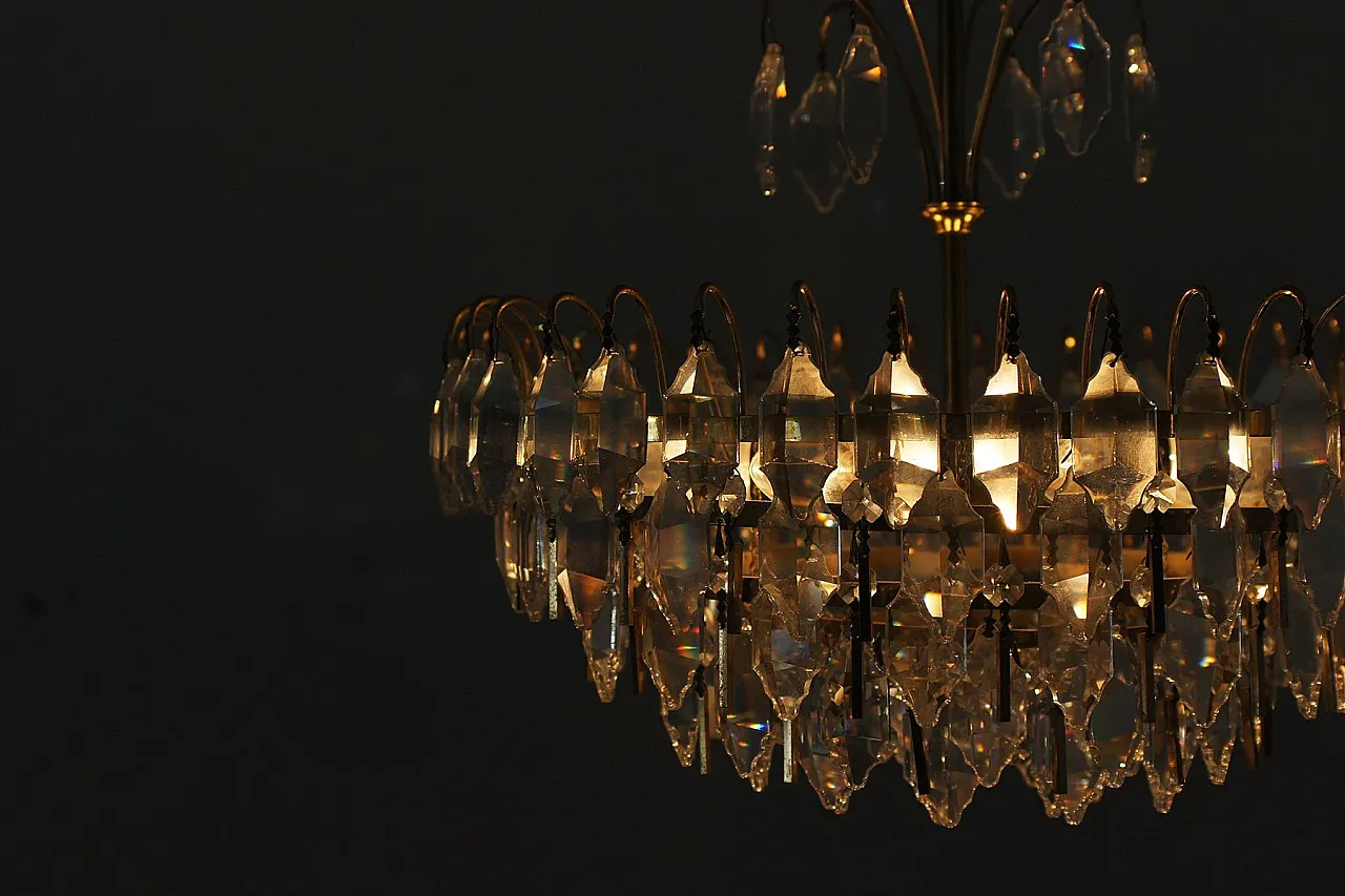 Crystal glass ceiling lamp from Palwa, 1960s 7