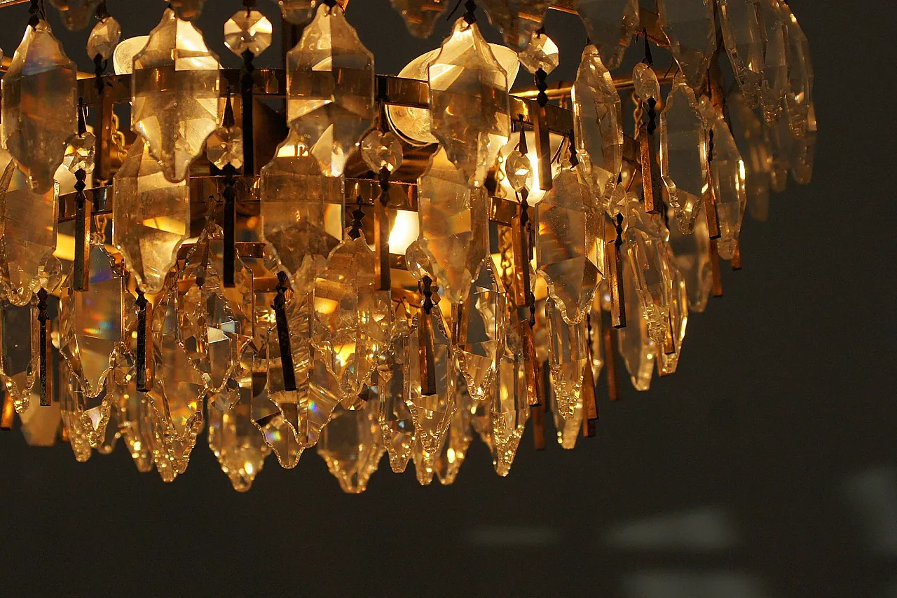 Crystal glass ceiling lamp from Palwa, 1960s 8