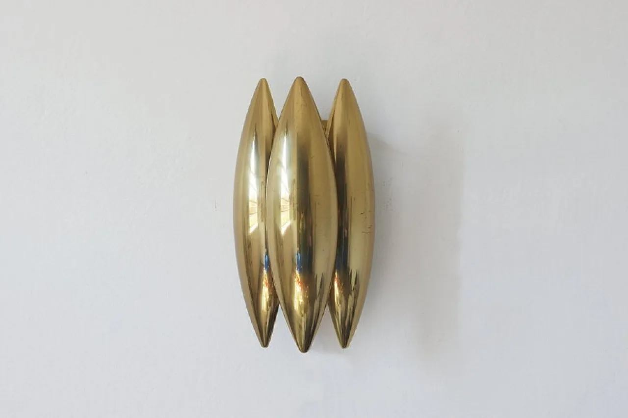 Brass Kastor wall lamp by Jo Hammerborg for Fog & Mørup, 1970s 1