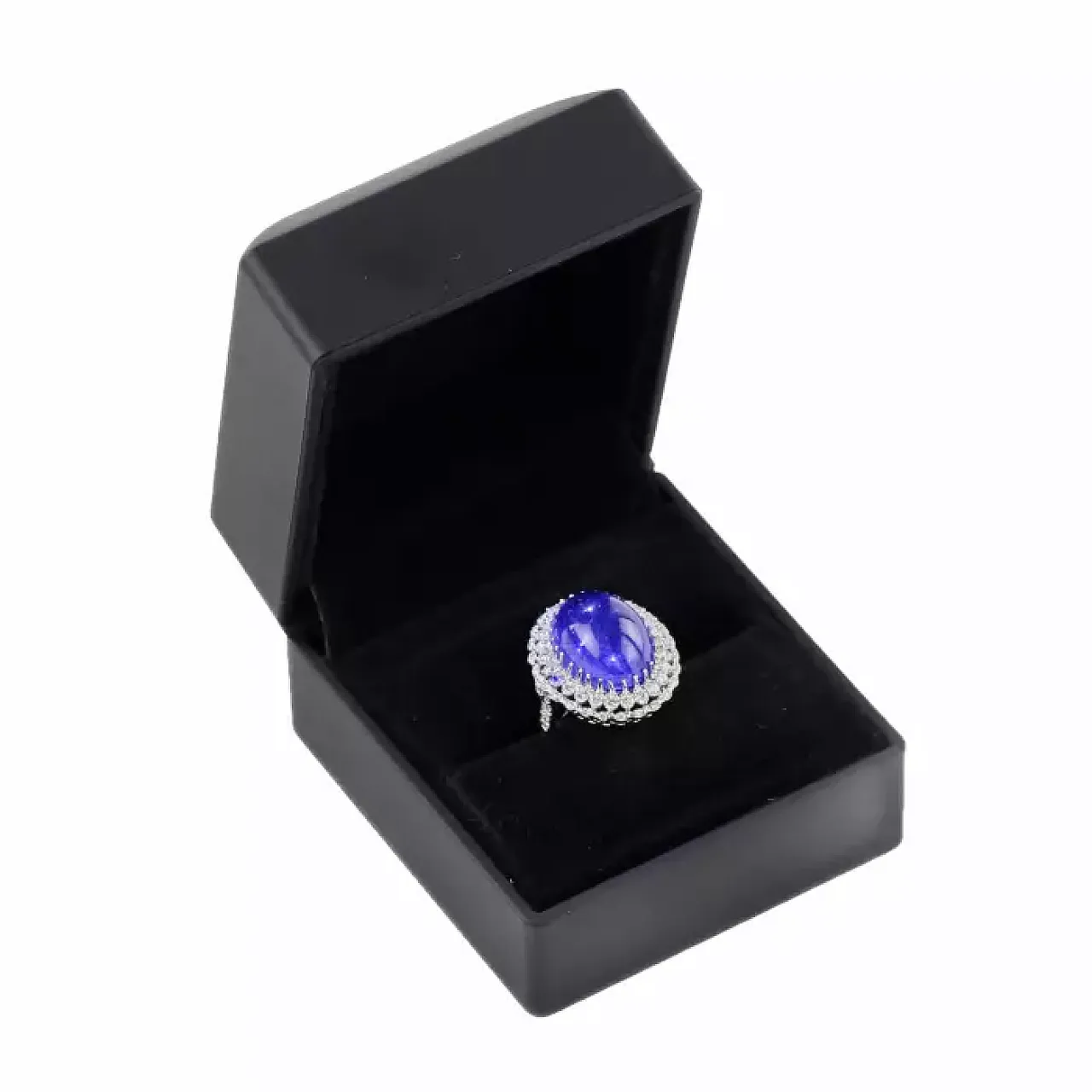 Ring in 18k white gold, tanzanite and diamonds, 20th century 3