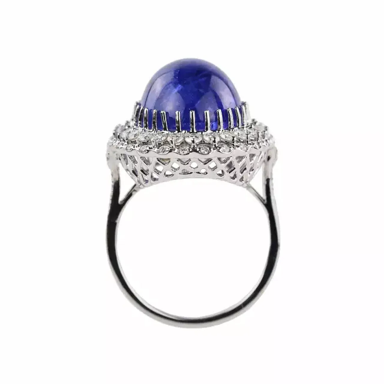Ring in 18k white gold, tanzanite and diamonds, 20th century 4