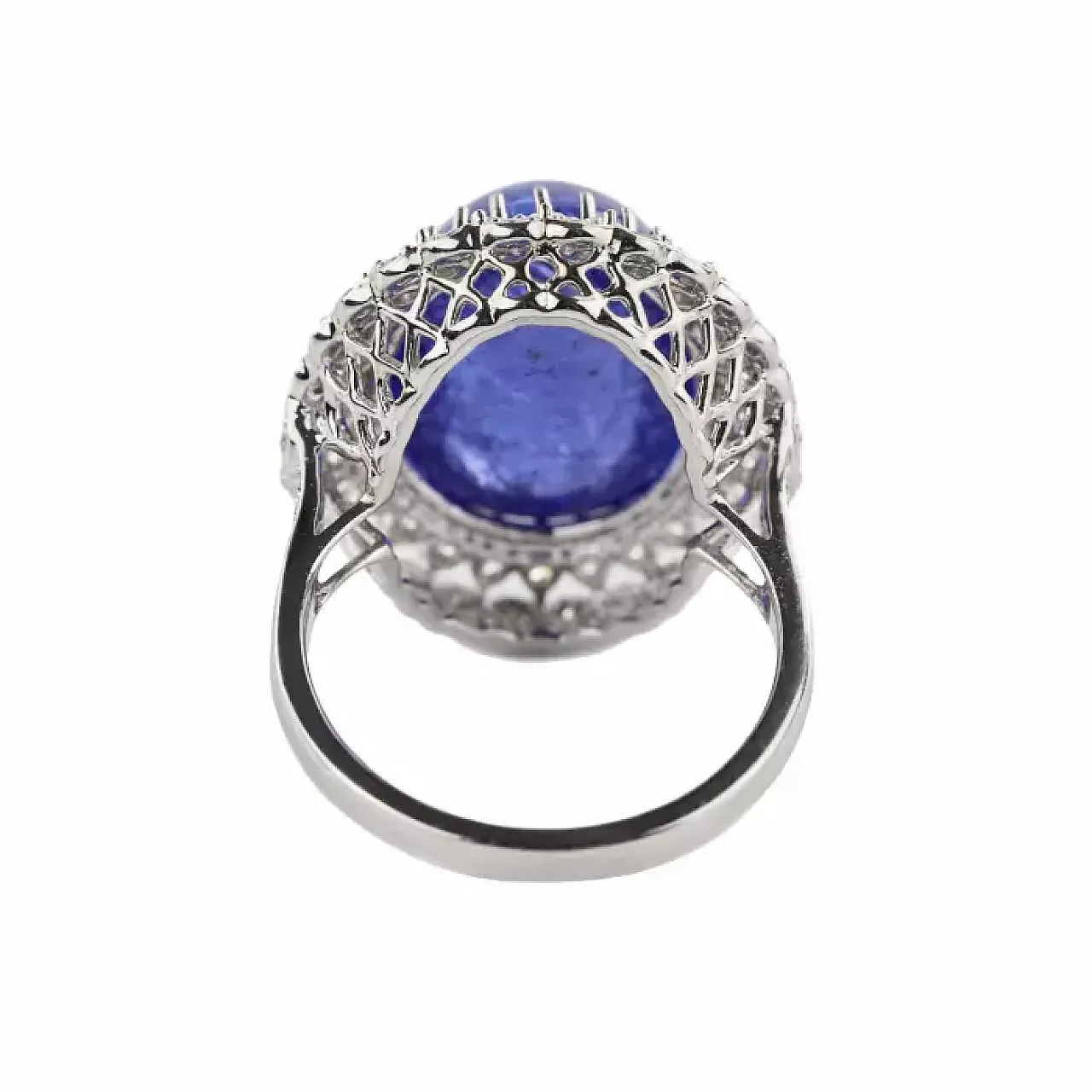 Ring in 18k white gold, tanzanite and diamonds, 20th century 5