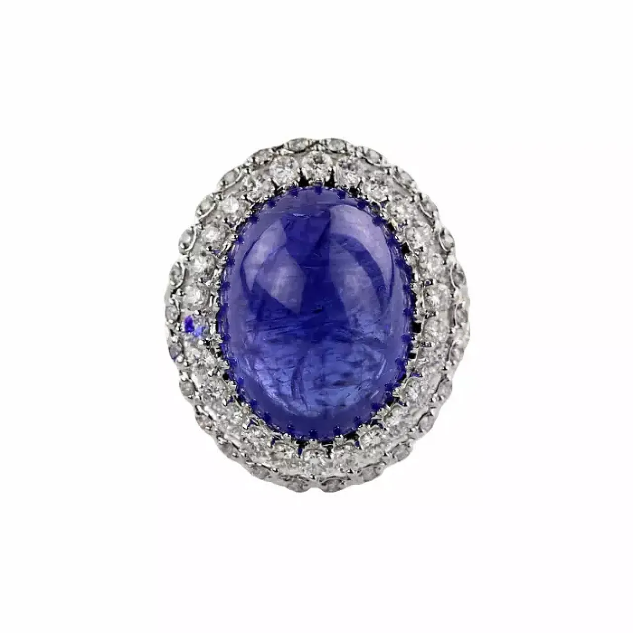 Ring in 18k white gold, tanzanite and diamonds, 20th century 6